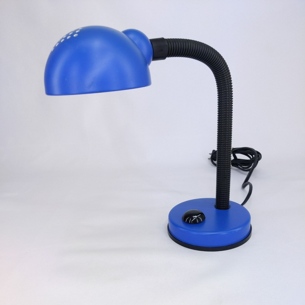 Vintage Desk Lamp Blue Gooseneck Table Light  Retro Memphis Task Lamp